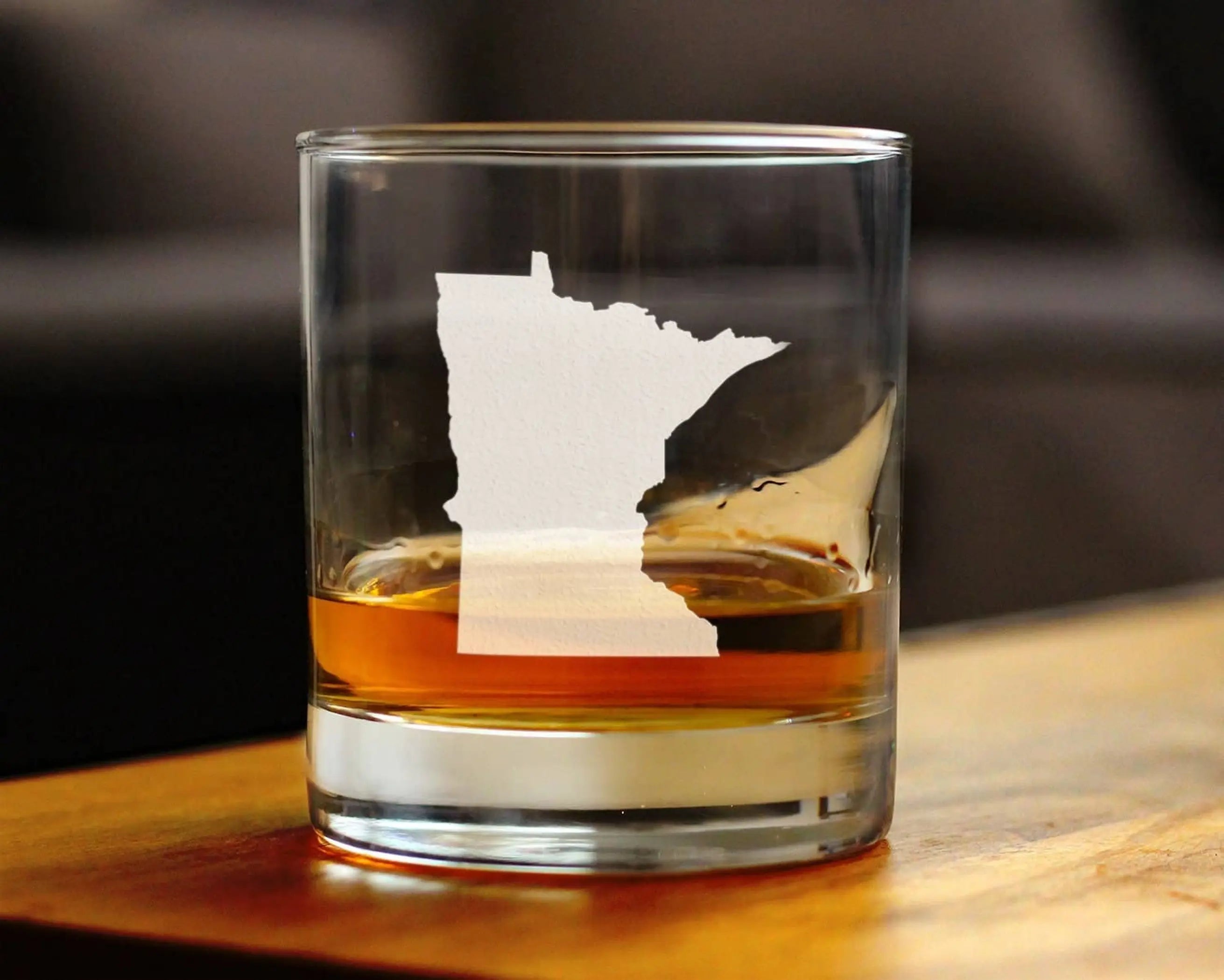 Minnesota Outline Whiskey Rocks Glass - Minnesotans Gifts Bevvee