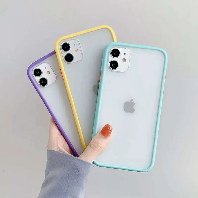 Mint-Hybrid-Simple-Matte-Bumper-Phone-Case-For-iPhone-12-11-11Pro-Max-XR-XS-Max-6S-8-7-Plus-Shockproof-Soft-Silicone-Clear-Cover-GreatEagleInc-334193010