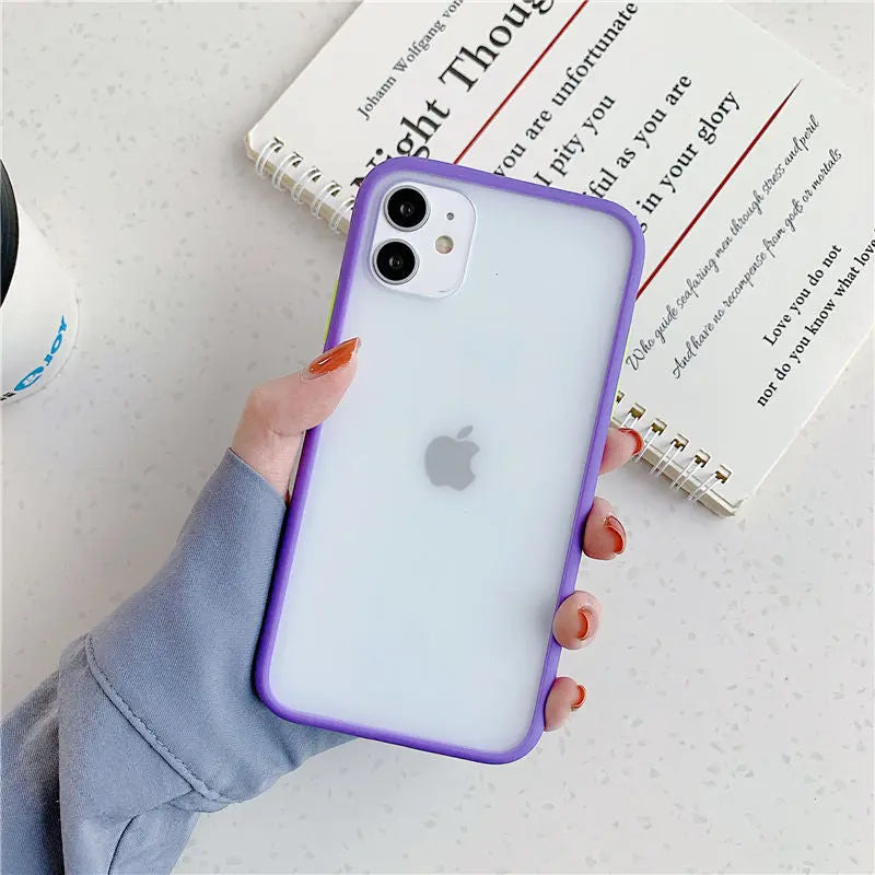Mint Hybrid Simple Matte Bumper Phone Case For iPhone 12 11 11Pro Max XR XS Max 6S 8 7 Plus Shockproof Soft Silicone Clear Cover T9