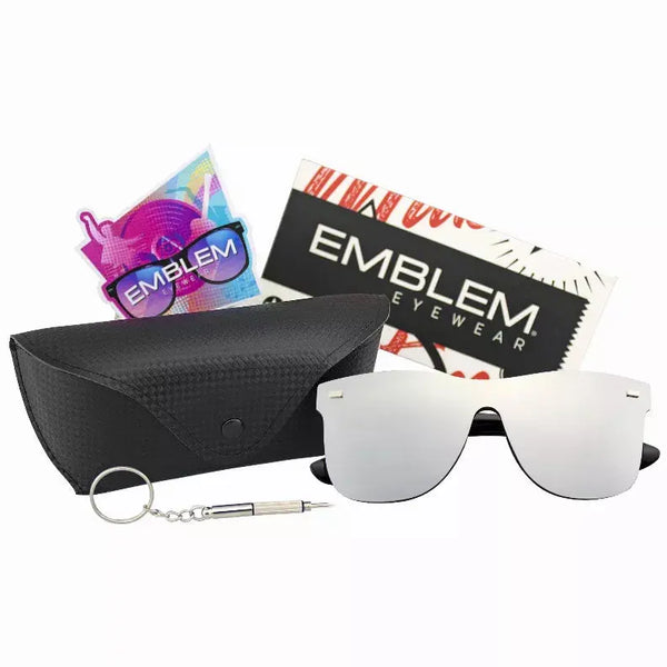Mirrored Rimless Lens Reflective Retro Vintage Flat Sunglasses Case Sunglass Memphis