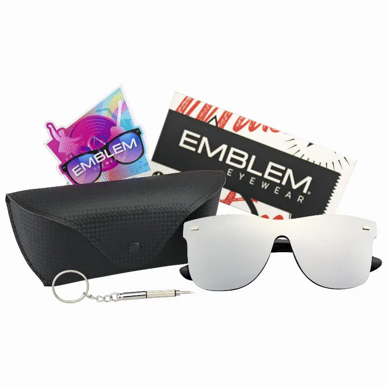 Mirrored Rimless Lens Reflective Retro Vintage Flat Sunglasses Case Sunglass Memphis