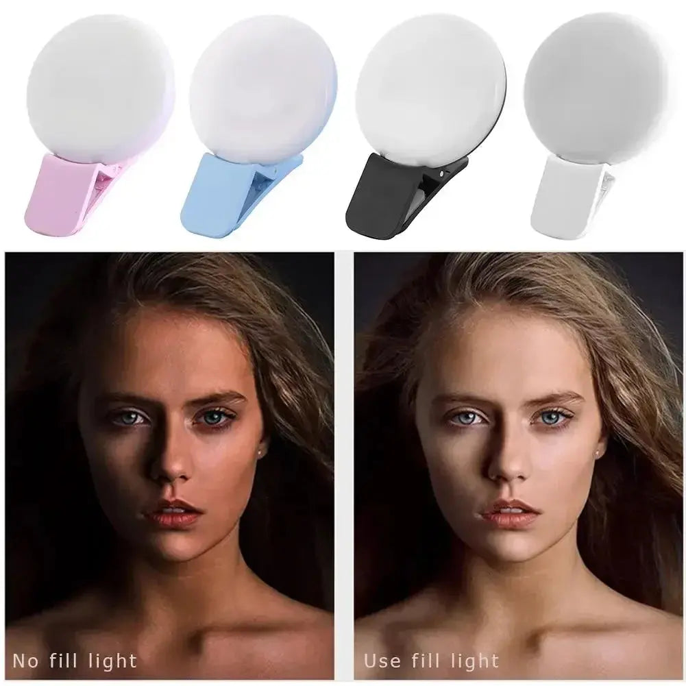 Mobile Phone LED Selfie Ring Light Portable Mini Durable Practical Three Stop Dimming Circle Photography Clip Fill Light GreatEagleInc