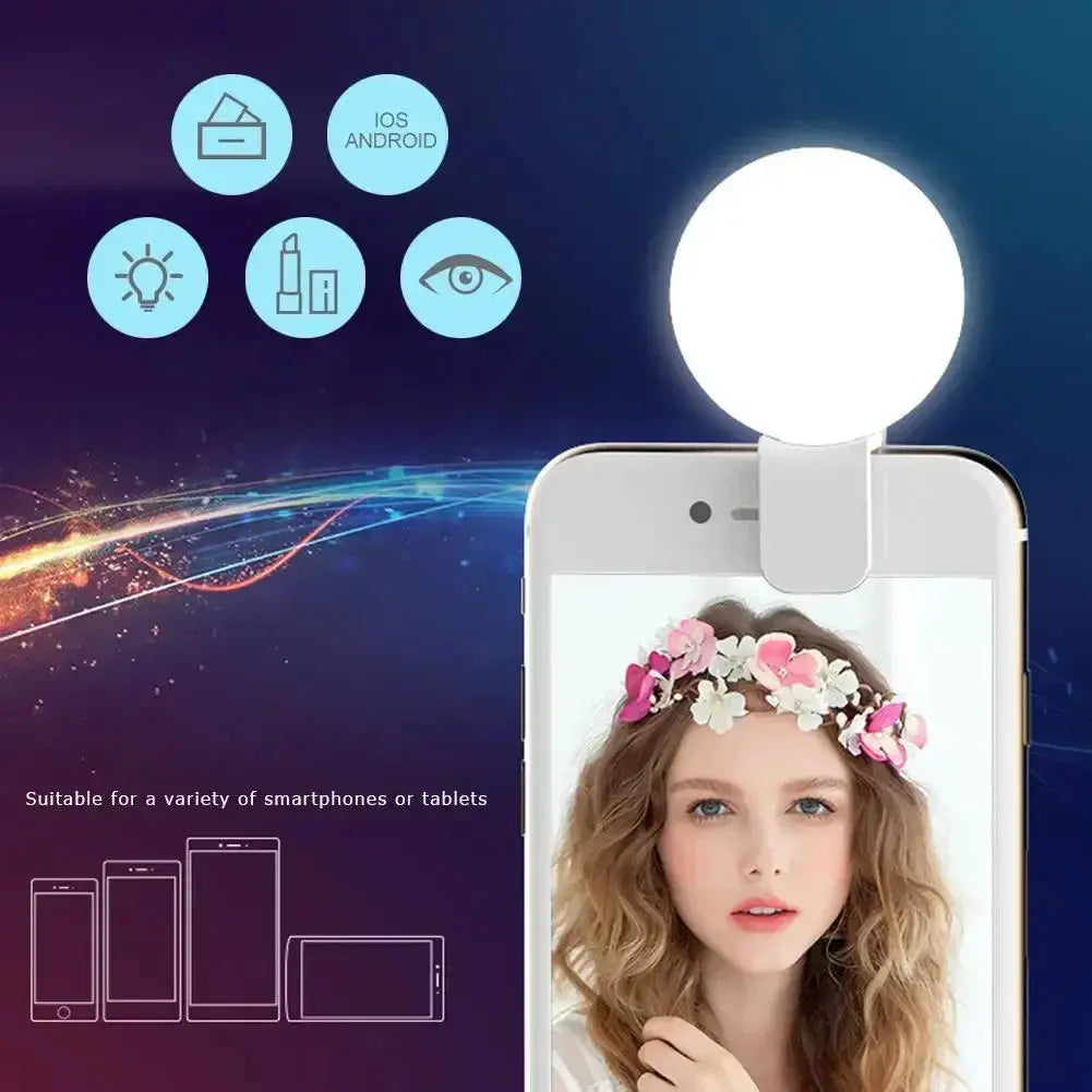 Mobile Phone LED Selfie Ring Light Portable Mini Durable Practical Three Stop Dimming Circle Photography Clip Fill Light GreatEagleInc