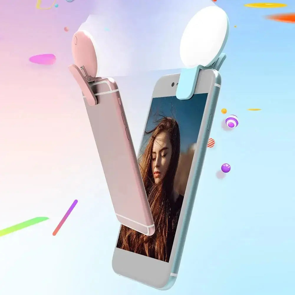 Mobile Phone LED Selfie Ring Light Portable Mini Durable Practical Three Stop Dimming Circle Photography Clip Fill Light GreatEagleInc