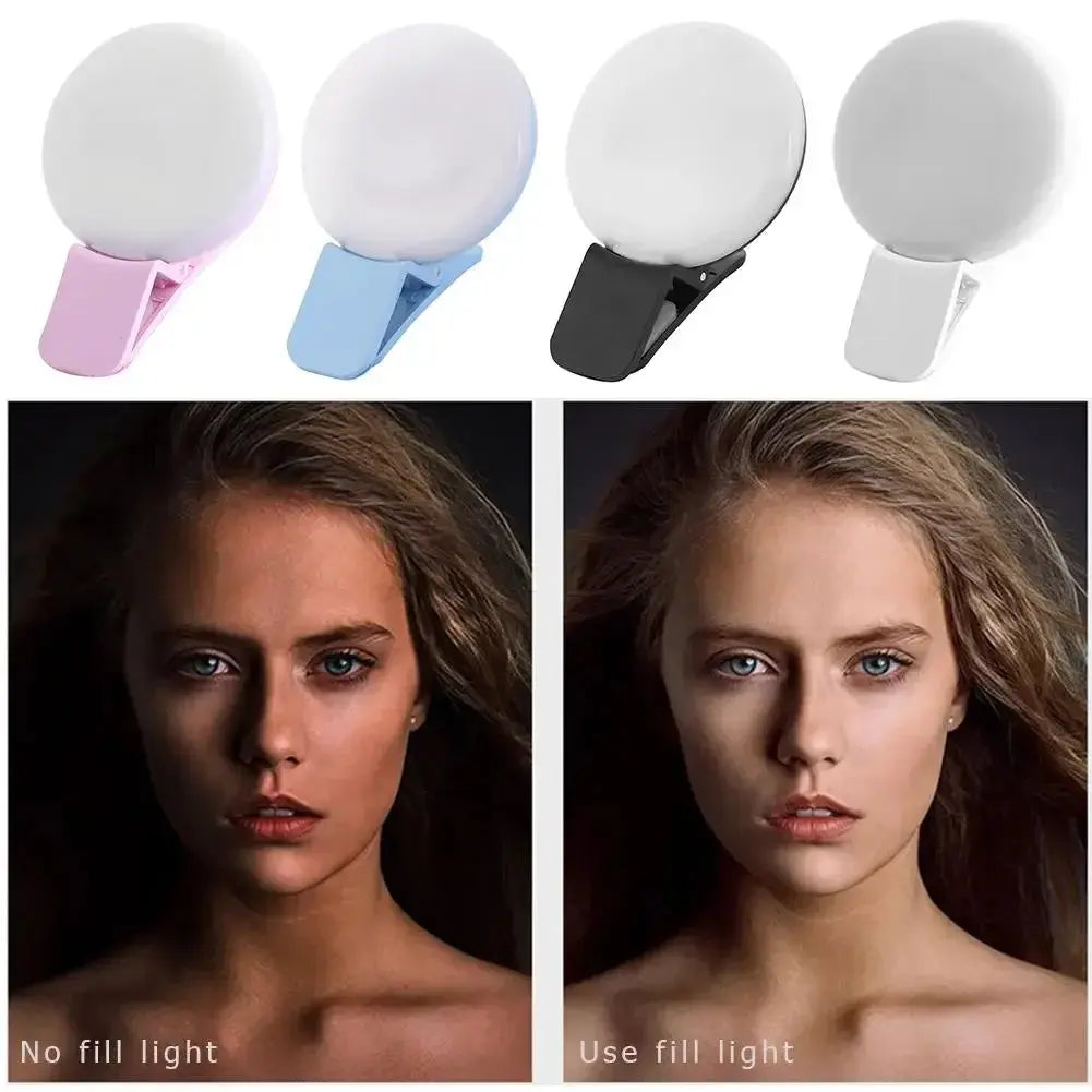 Mobile Phone LED Selfie Ring Light Portable Mini Durable Practical Three Stop Dimming Circle Photography Clip Fill Light GreatEagleInc
