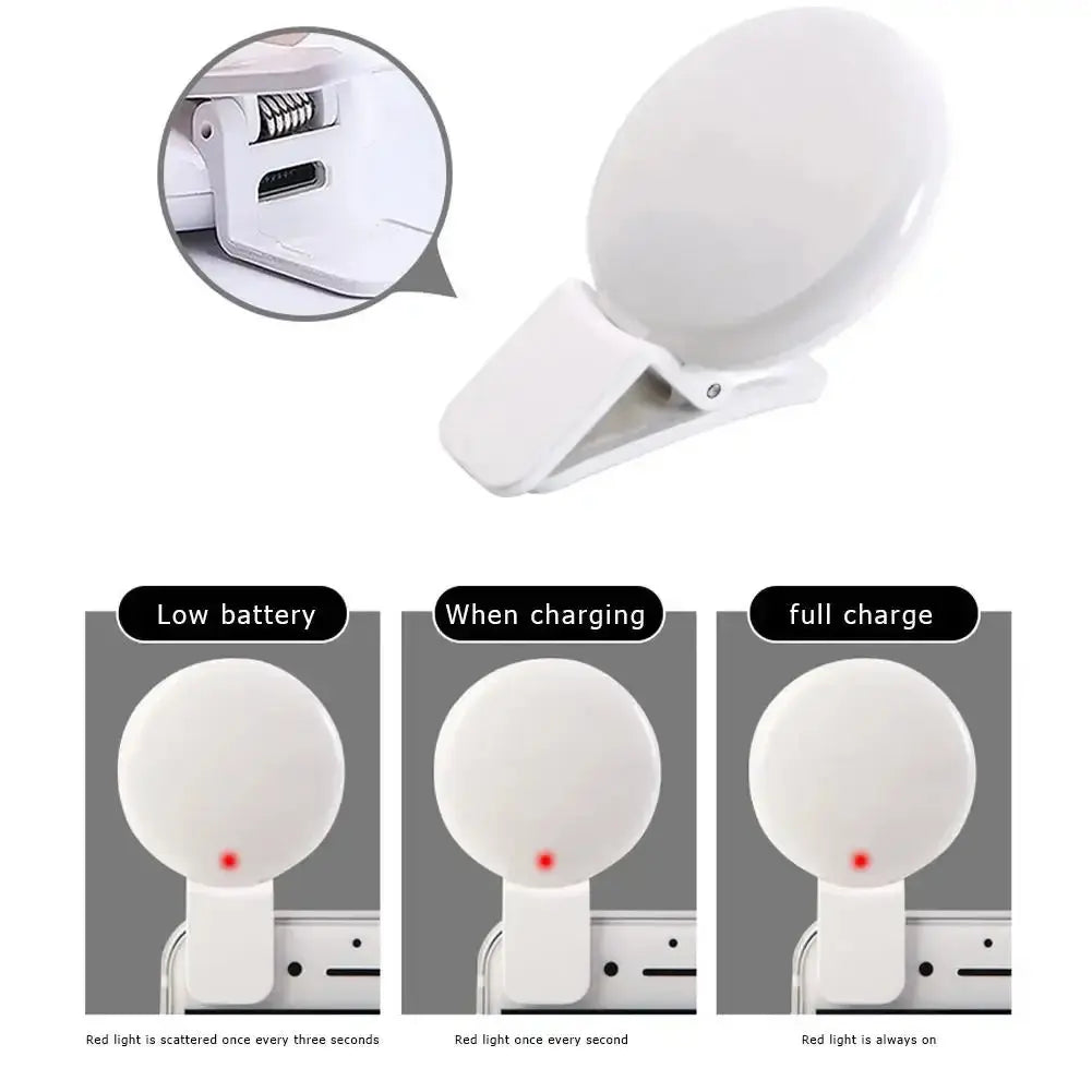 Mobile Phone LED Selfie Ring Light Portable Mini Durable Practical Three Stop Dimming Circle Photography Clip Fill Light GreatEagleInc
