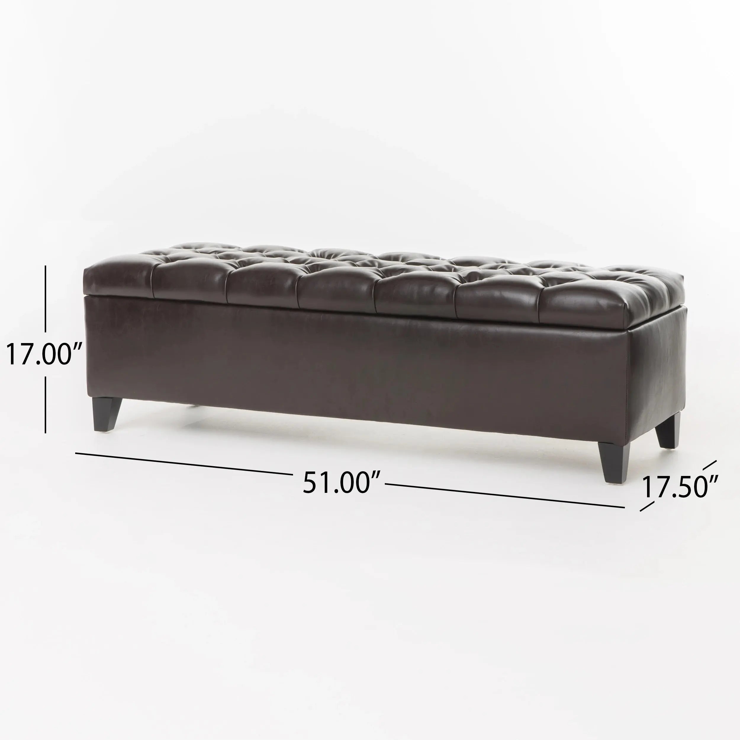 Modern Dark Brown Faux Leather Tufted Convertible Storage Ottoman  for Living Room Bedroom Entryway-Bedroom Furniture GreatEagleInc