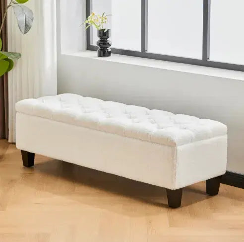 Modern Dark Brown Faux Leather Tufted Convertible Storage Ottoman  for Living Room Bedroom Entryway-Bedroom Furniture GreatEagleInc