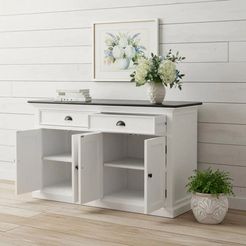 Modern Farmhouse Black And White Buffet Server Homeroots Kitchen & Dining