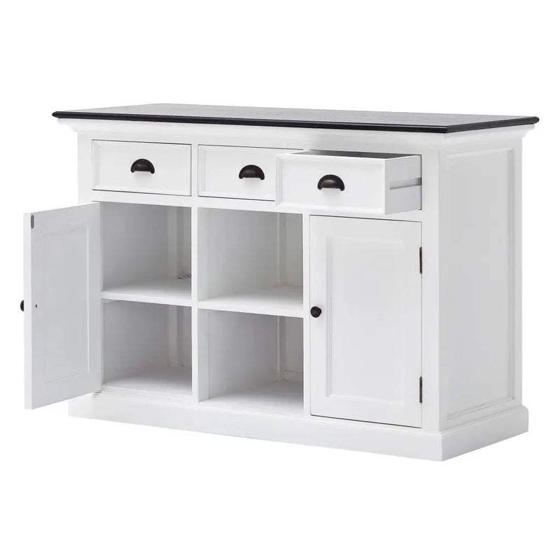 Modern Farmhouse Black And White Large Accent Cabinet Homeroots Kitchen & Dining