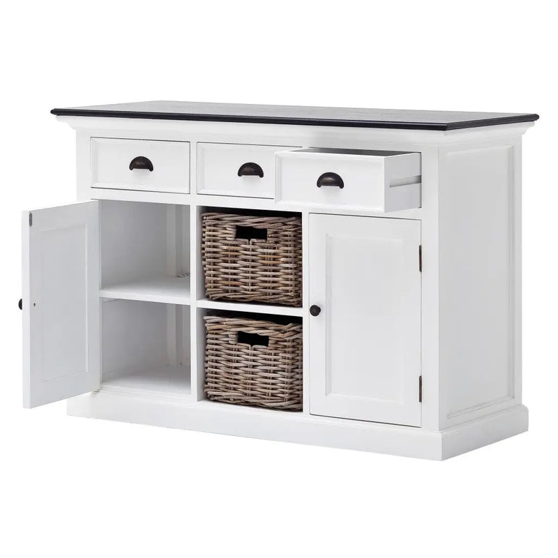 Modern Farmhouse Black And White Large Accent Cabinet Homeroots Kitchen & Dining