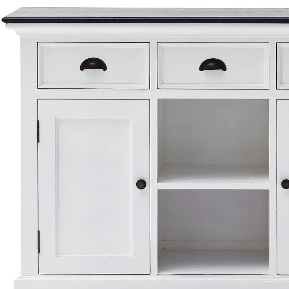 Modern Farmhouse Black And White Large Accent Cabinet Homeroots Kitchen & Dining