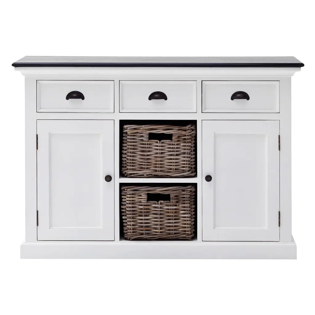 Modern Farmhouse Black And White Large Accent Cabinet Homeroots Kitchen & Dining