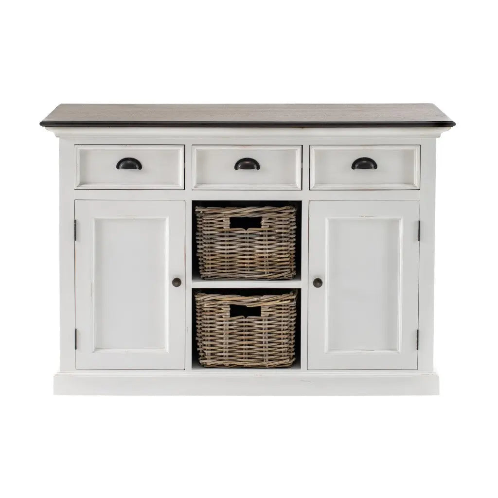 Modern Farmhouse Brown And White Large Accent Cabinet Homeroots Kitchen & Dining