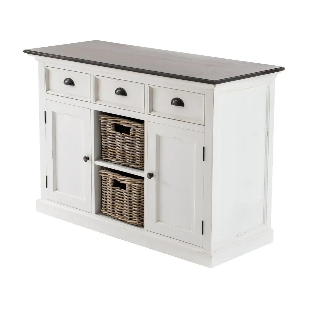 Modern Farmhouse Brown And White Large Accent Cabinet Homeroots Kitchen & Dining