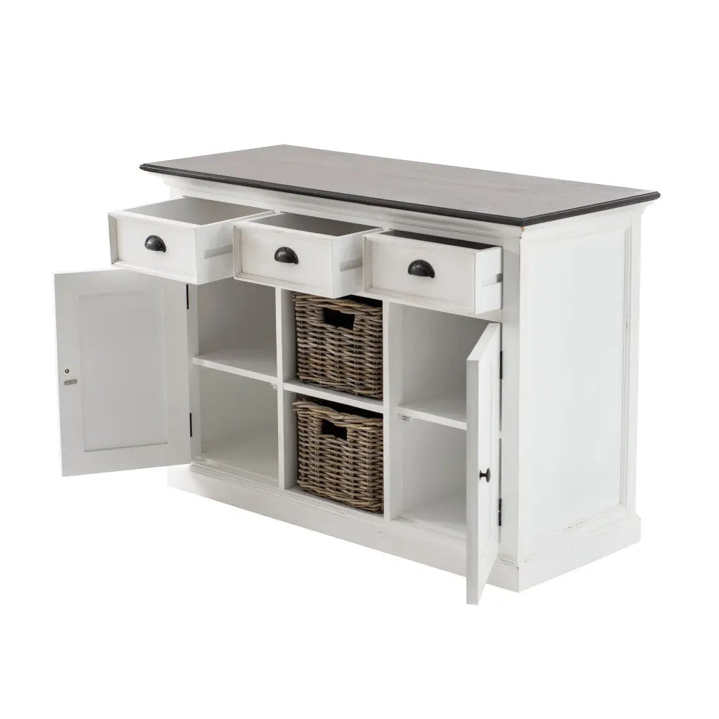 Modern Farmhouse Brown And White Large Accent Cabinet Homeroots Kitchen & Dining