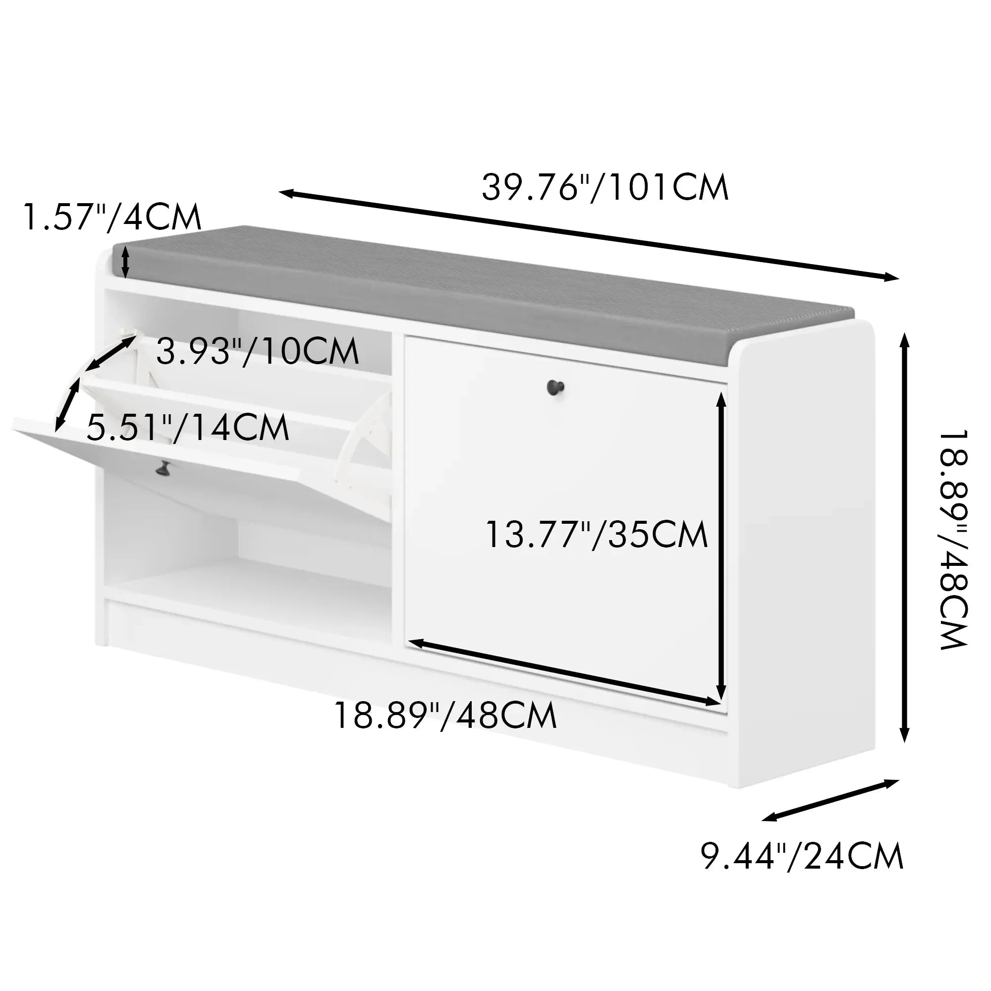 Modern MDF Shoe Storage Bench with 2 Shelves Shoe Cabinet for Living Room Bedroom Entryway Hallway Organizer GreatEagleInc