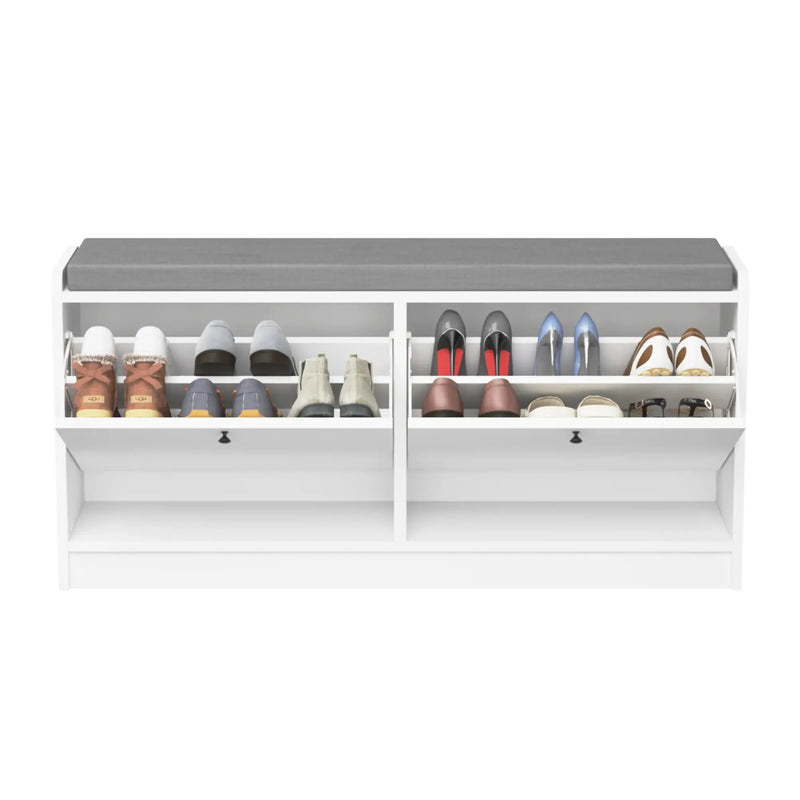 Modern MDF Shoe Storage Bench with 2 Shelves Shoe Cabinet for Living Room Bedroom Entryway Hallway Organizer GreatEagleInc