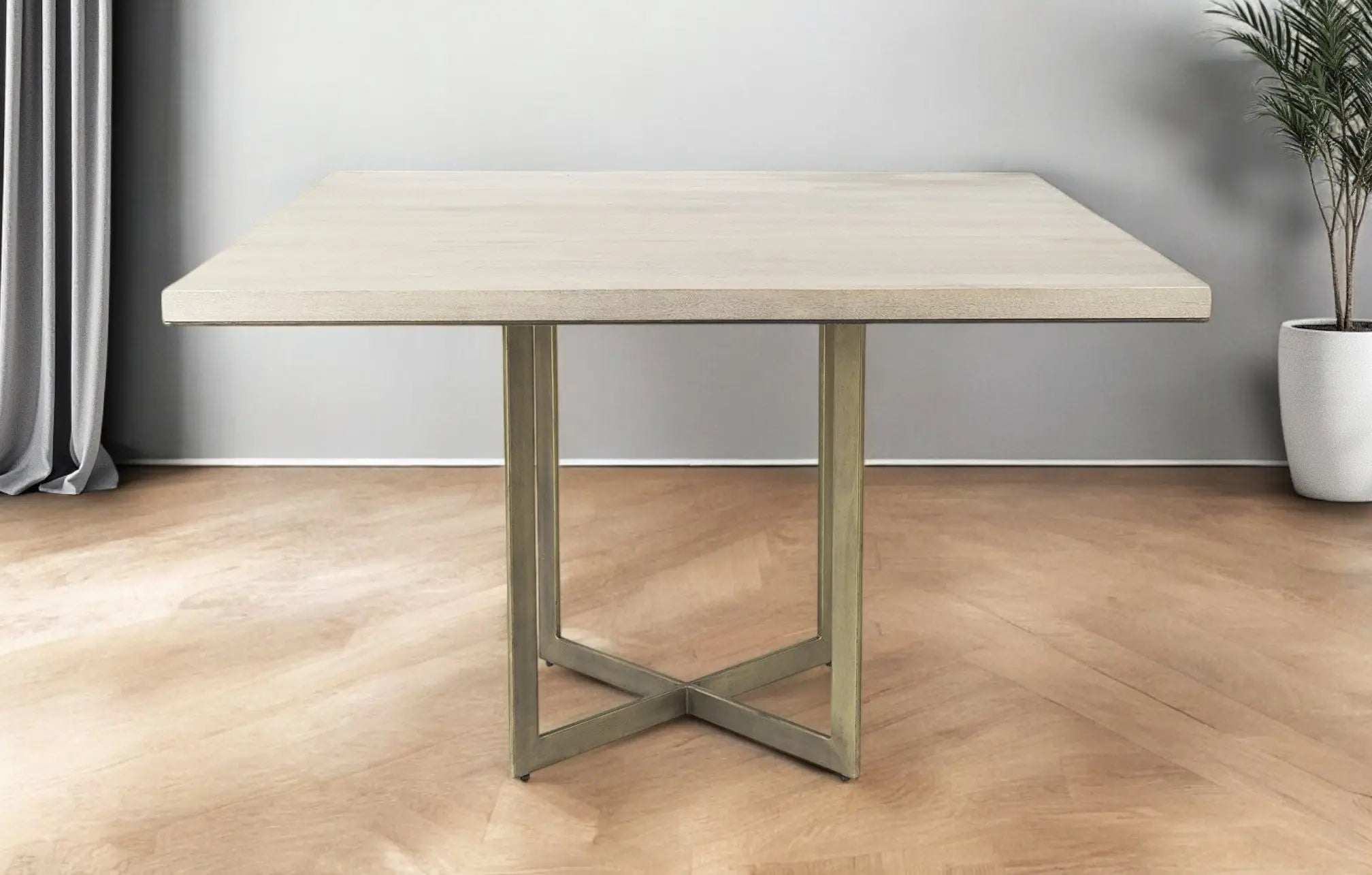 Modern Square Wood and Gold Dining Table Homeroots Kitchen & Dining