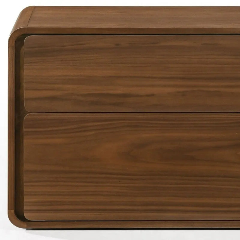 Modern Walnut Brown Nightstand with Two Drawers Homeroots Bed & Bath
