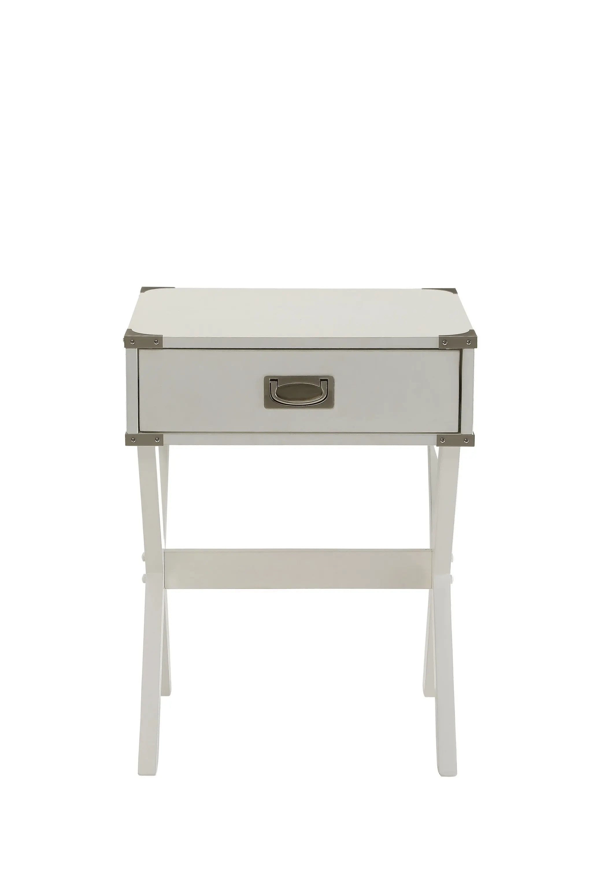Modern White X Shape Wooden Storage End Table - GreatEagleInc