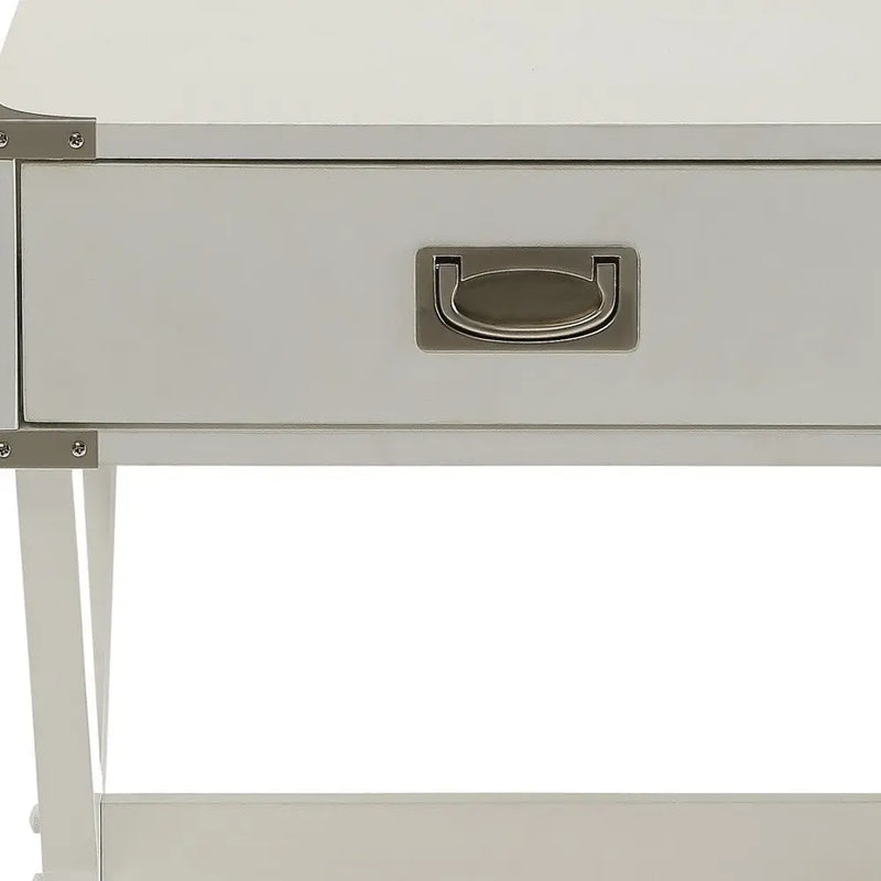 Modern White X Shape Wooden Storage End Table - GreatEagleInc