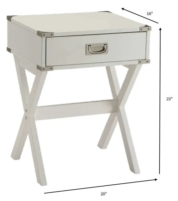 Modern White X Shape Wooden Storage End Table - GreatEagleInc