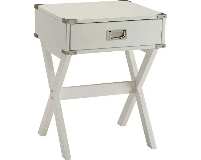 Modern White X Shape Wooden Storage End Table - GreatEagleInc
