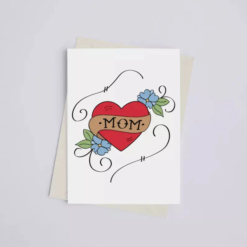 Mom Tattoo Card - Greeting Card Black Cat Bazaar