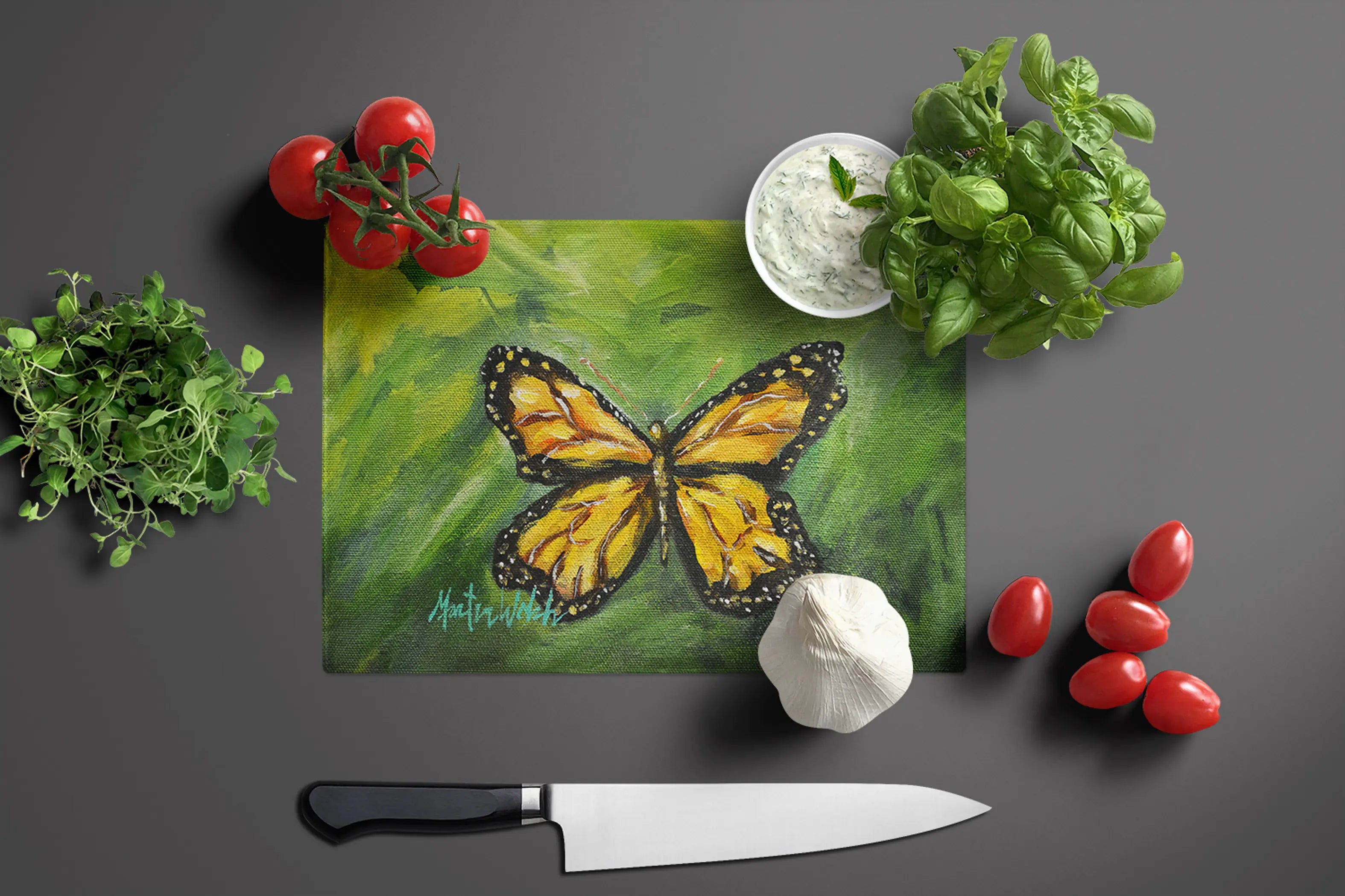 Monarch Glover Fly Butterfly Glass Cutting Board Caroline's Treasures