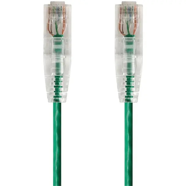 Monoprice SlimRun Cat6 28AWG UTP Ethernet Network Cable, 2ft Green - GreatEagleInc