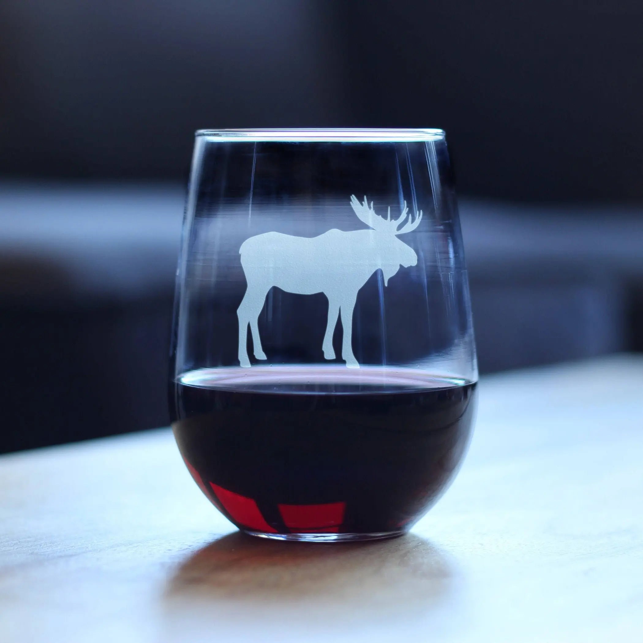 Moose Silhouette Stemless Wine Glass - Rustic Cabin Gifts Bevvee