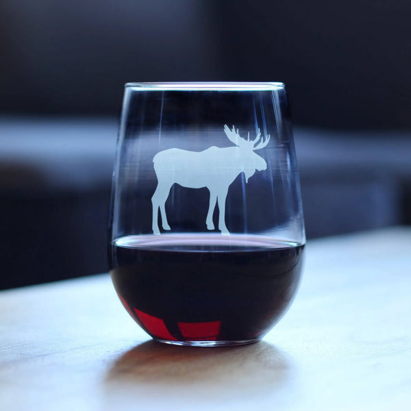 Moose Silhouette Stemless Wine Glass - Rustic Cabin Gifts Bevvee