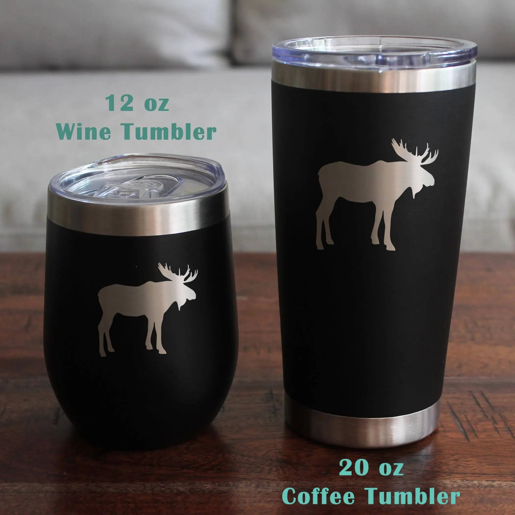 Moose Silhouette Stemless Wine Glass - Rustic Cabin Gifts Bevvee