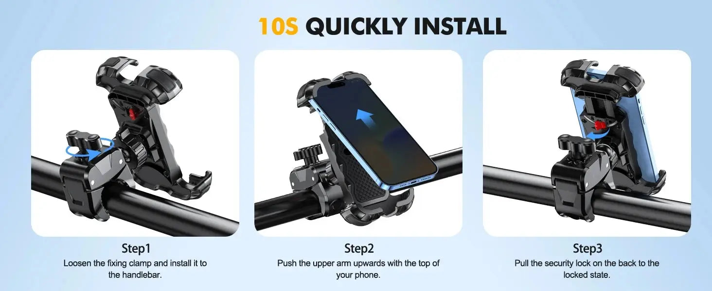 Motorcycle, mountain bike, road bike, stable and adjustable 360° rotatable universal mobile phone standSoporte para Celular GreatEagleInc