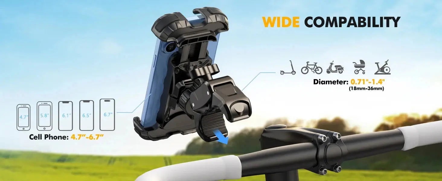 Motorcycle, mountain bike, road bike, stable and adjustable 360° rotatable universal mobile phone standSoporte para Celular GreatEagleInc