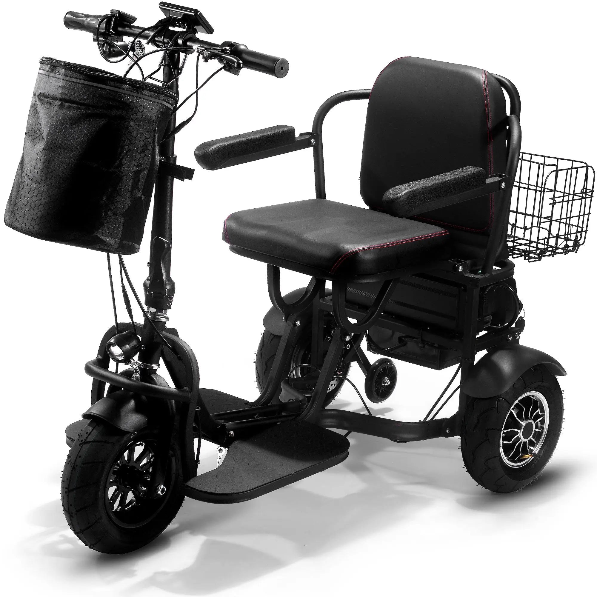 Mototec Folding Mobility Electric Trike 48v 1000w Dual Motor Lithium Black GreatEagleInc