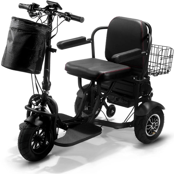 Mototec Folding Mobility Electric Trike 48v 1000w Dual Motor Lithium Black GreatEagleInc