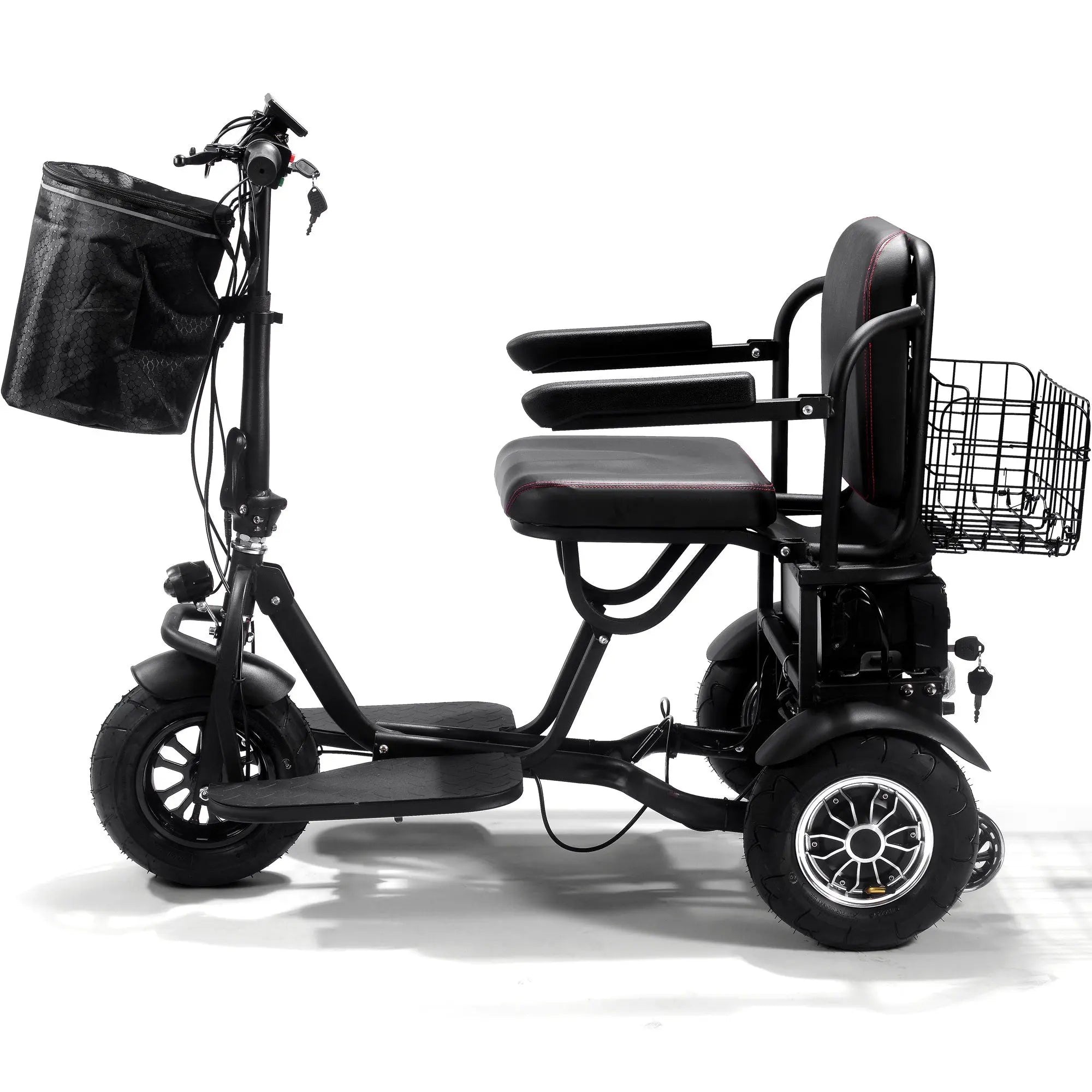 Mototec Folding Mobility Electric Trike 48v 1000w Dual Motor Lithium Black GreatEagleInc