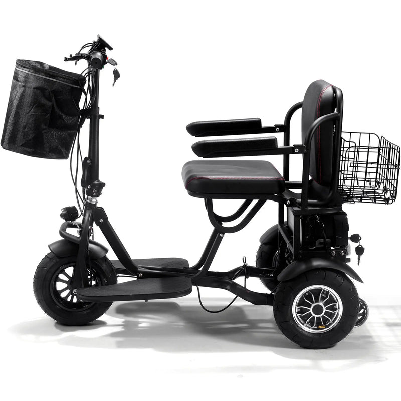 Mototec Folding Mobility Electric Trike 48v 1000w Dual Motor Lithium Black GreatEagleInc