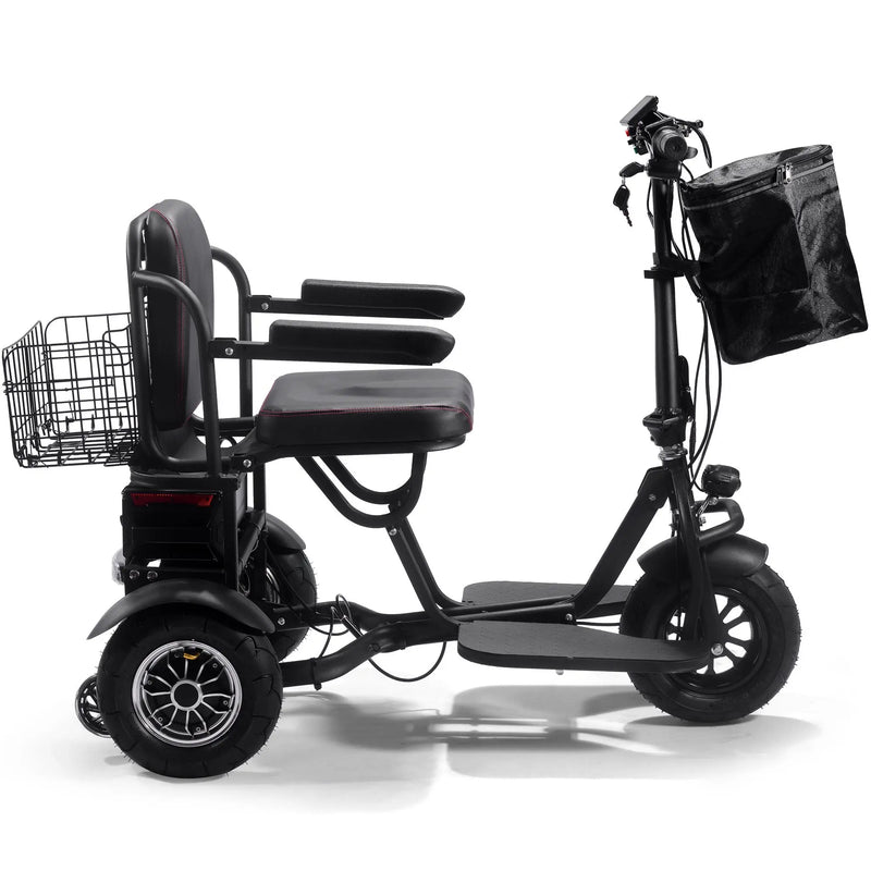 Mototec Folding Mobility Electric Trike 48v 1000w Dual Motor Lithium Black GreatEagleInc
