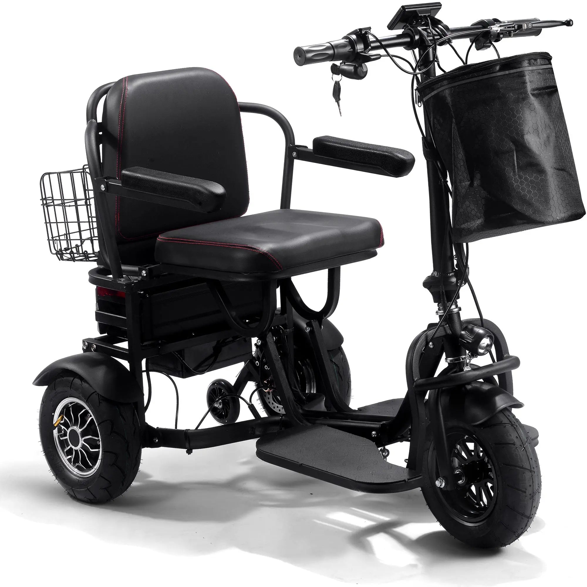 Mototec Folding Mobility Electric Trike 48v 1000w Dual Motor Lithium Black GreatEagleInc