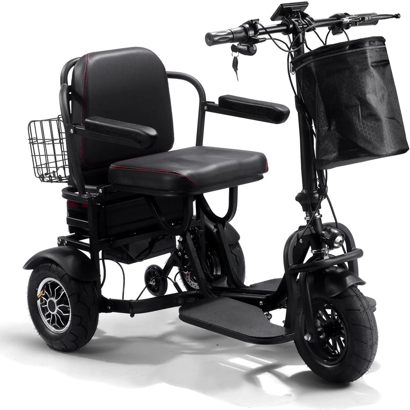 Mototec Folding Mobility Electric Trike 48v 1000w Dual Motor Lithium Black GreatEagleInc