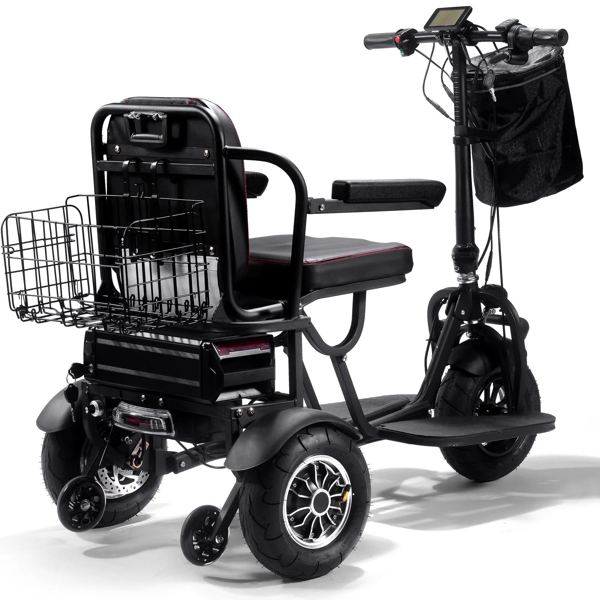 Mototec Folding Mobility Electric Trike 48v 1000w Dual Motor Lithium Black GreatEagleInc