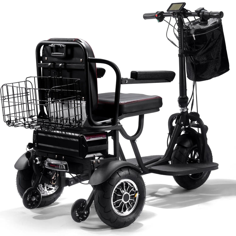 Mototec Folding Mobility Electric Trike 48v 1000w Dual Motor Lithium Black GreatEagleInc