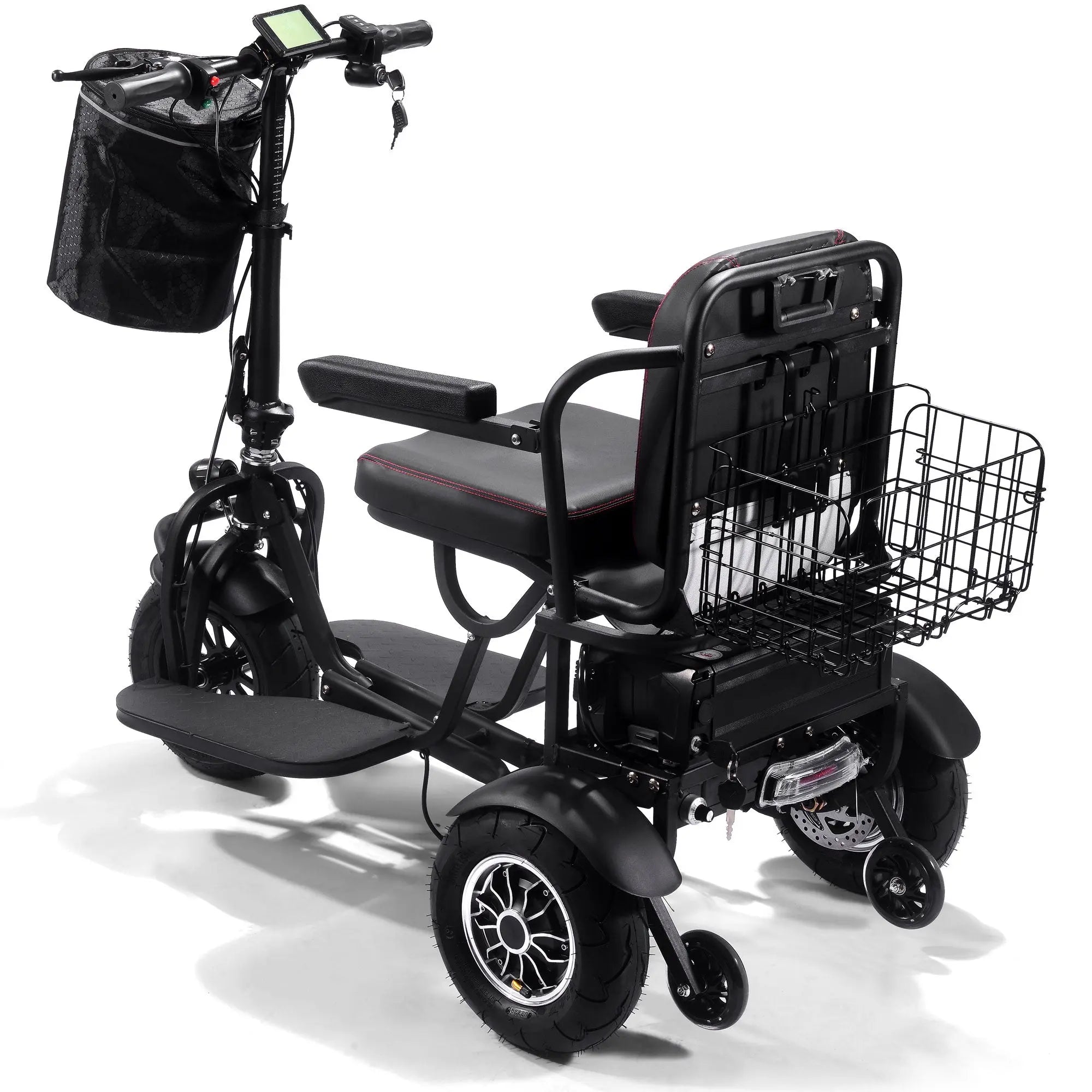 Mototec Folding Mobility Electric Trike 48v 1000w Dual Motor Lithium Black GreatEagleInc