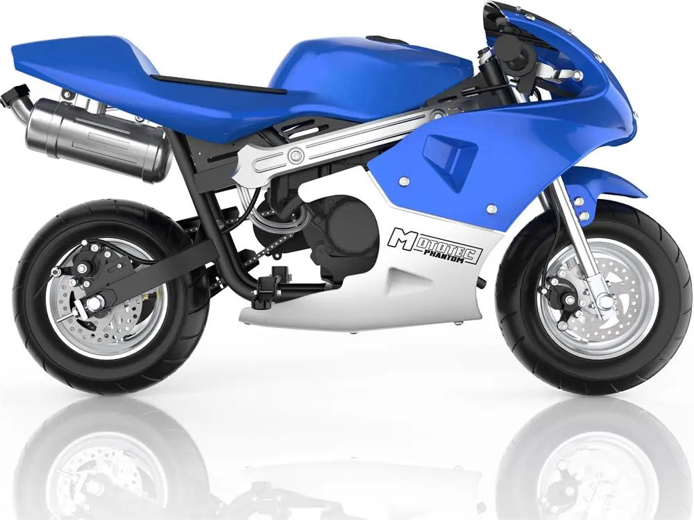 Mototec Phantom Gas Pocket Bike 49cc 2-stroke Blue MotoTec