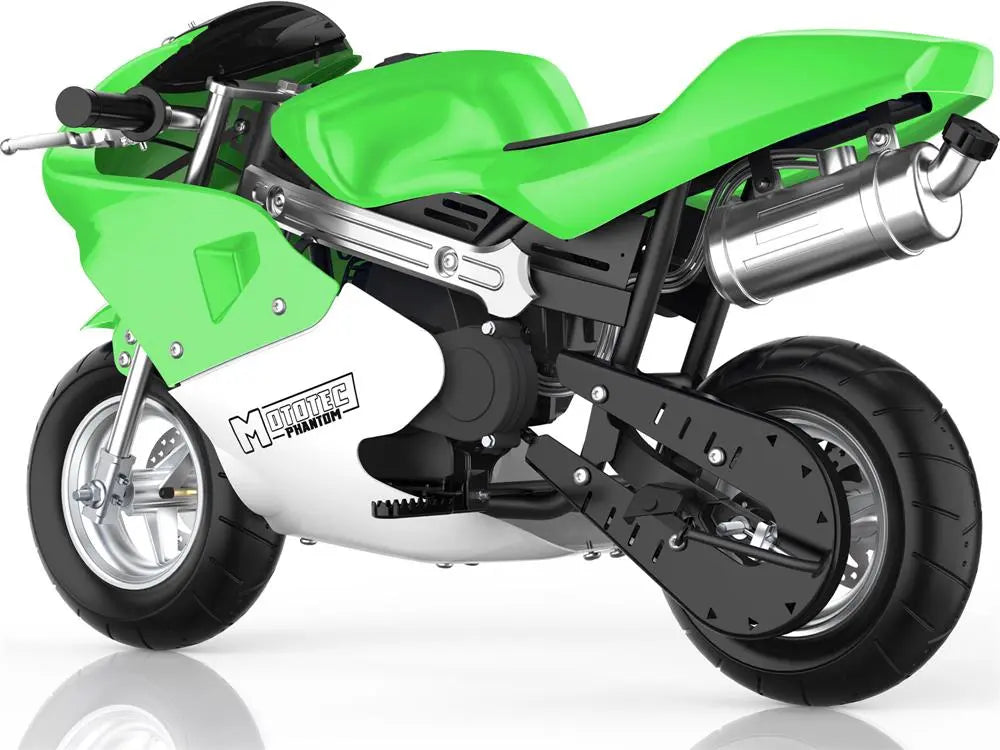 Mototec Phantom Gas Pocket Bike 49cc 2-stroke Green MotoTec