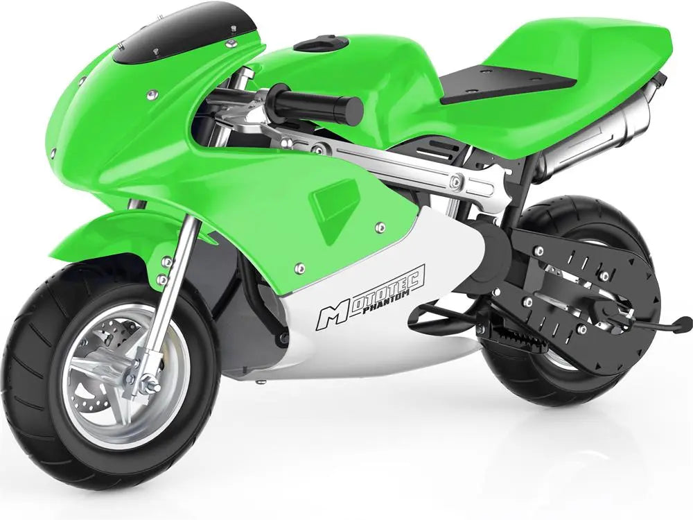 Mototec Phantom Gas Pocket Bike 49cc 2-stroke Green MotoTec
