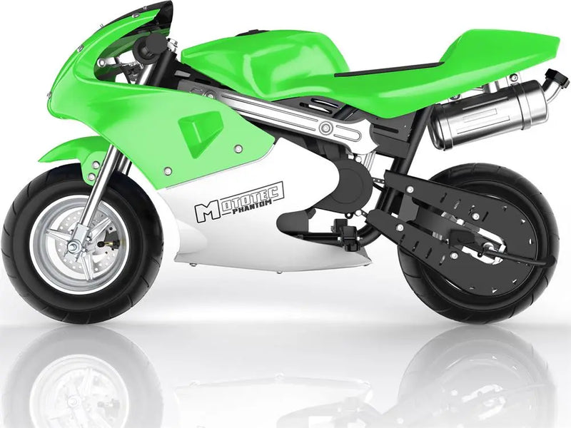 Mototec Phantom Gas Pocket Bike 49cc 2-stroke Green MotoTec